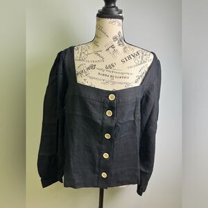 J.Crew Squareneck button-up top in linen NWT Size L